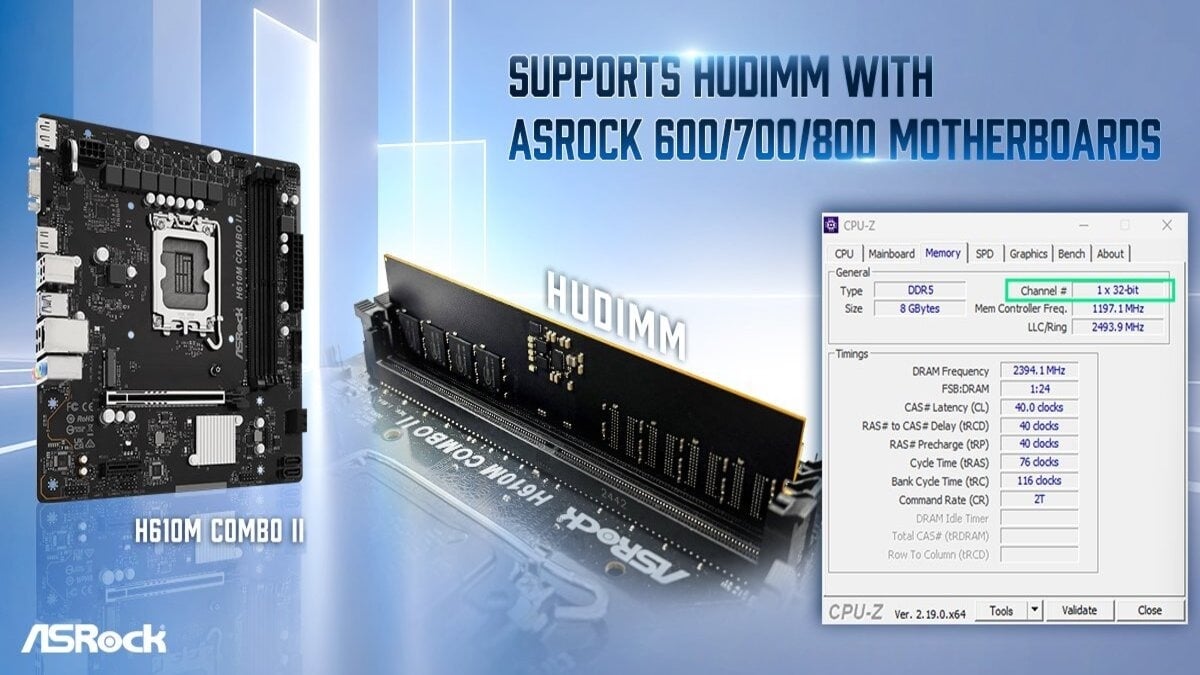 ASRock and Intel Unveil HUDIMM — A Half-Channel DDR5 Standard to Slash Memory Costs